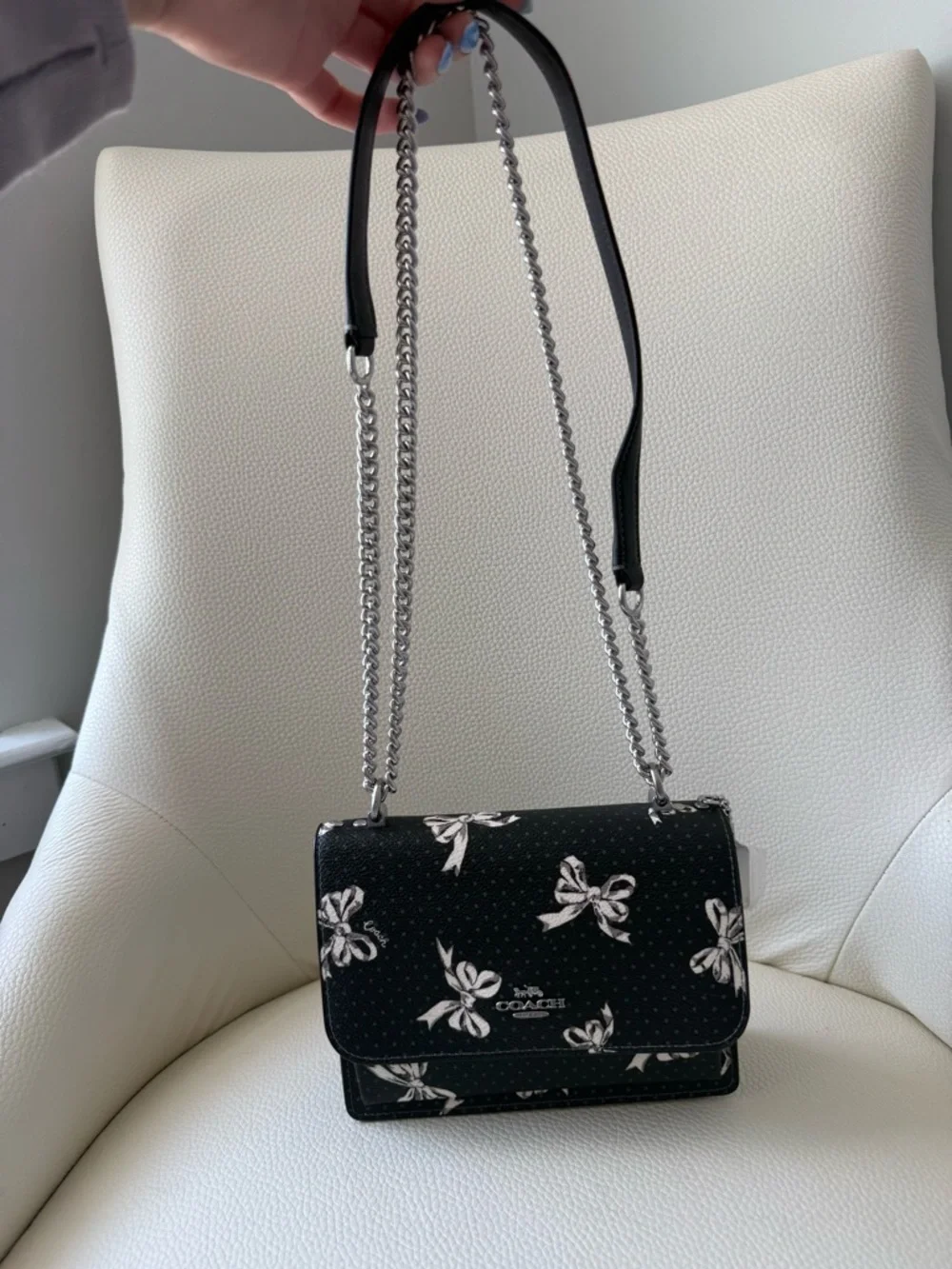 Coach Mini Klare Black Bow Print Chain Crossbody Bag - NWOT - Picture 3 of 10